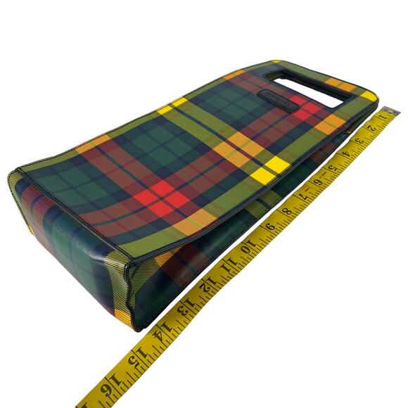 BAEKGAARD Wine Carrier Tote Bag Caddy with Magnetic Handle Plaid Holiday - Picture 7 of 8